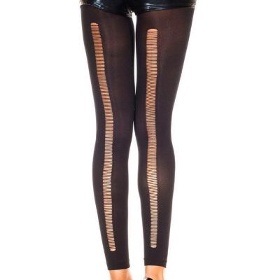 sexy MUSIC LEGS slashed SHREDDED back SEAM spandex FOOTLESS leggins TIGHTS nylon